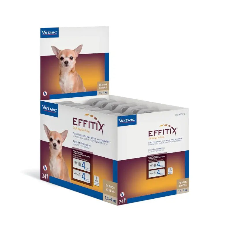 Effitix Xs Antiparasitário Cães Muito Pequenos 1,5-4 Kg, 24 Pipetas