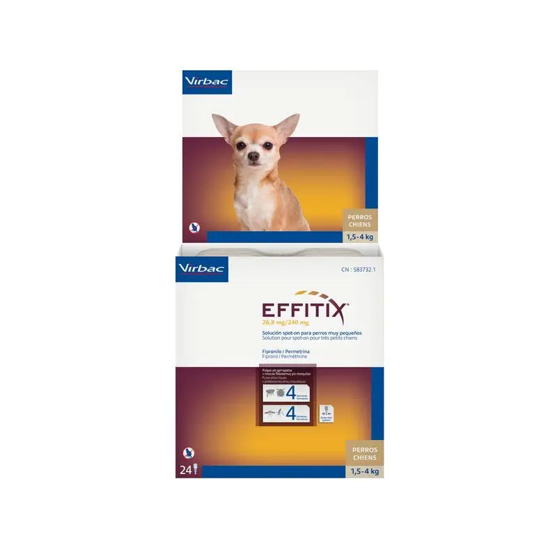Effitix Xs Antiparasitário Cães Muito Pequenos 1,5-4 Kg, 24 Pipetas
