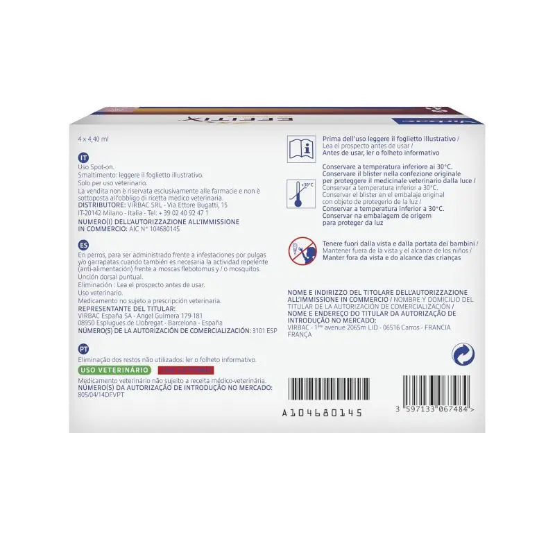 Effitix L Antiparasitário Cães Grandes 20-40 Kg, 4 Pipetas