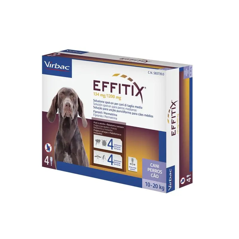 Effitix M Antiparasitário Cães Médios 10-20 Kg, 4 Pipetas