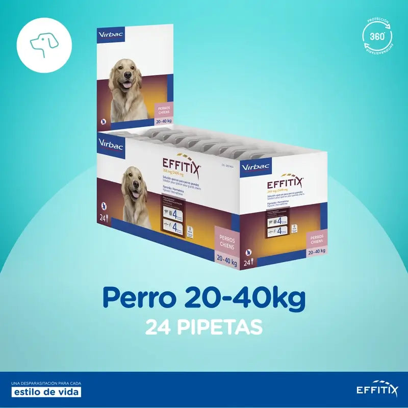 Effitix L Antiparasitário Cães Grandes 20-40 Kg, 24 Pipetas