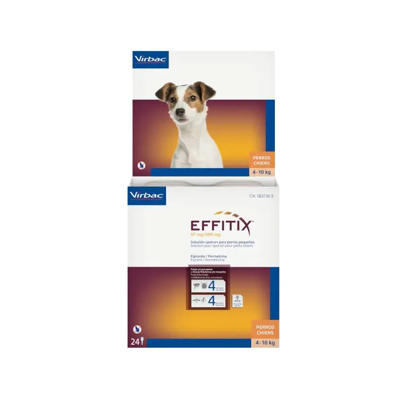 Effitix S Antiparasitário Cães Pequenos 4-10 Kg, 24 Pipetas