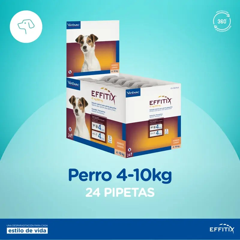 Effitix S Antiparasitário Cães Pequenos 4-10 Kg, 24 Pipetas