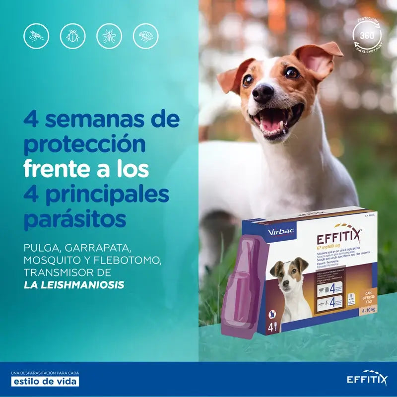 Effitix S Antiparasitário Cães Pequenos 4-10 Kg, 24 Pipetas