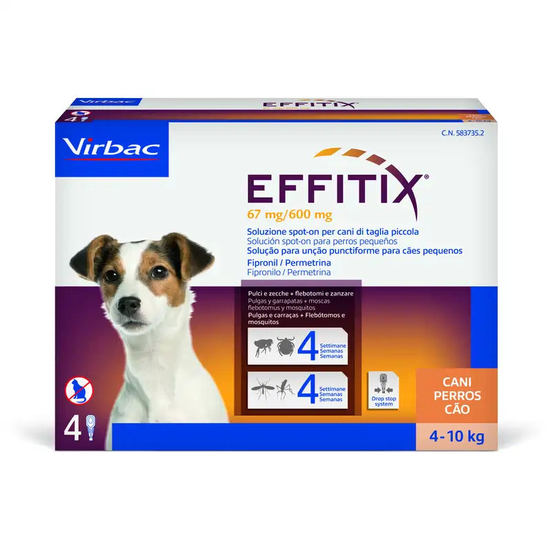 Effitix S Antiparasitário Cães Pequenos 4-10 Kg, 4 Pipetas