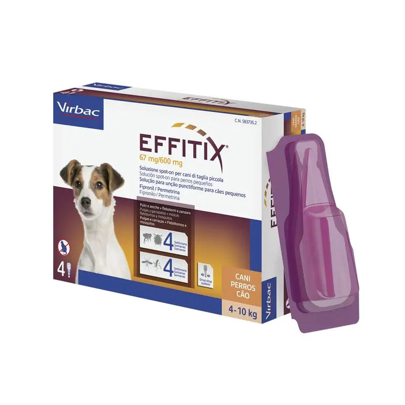 Effitix S Antiparasitário Cães Pequenos 4-10 Kg, 4 Pipetas