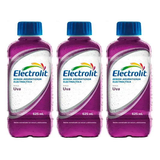 Bebida electrolítica de uva Electrolit, embalagem de 3 x 625 ml