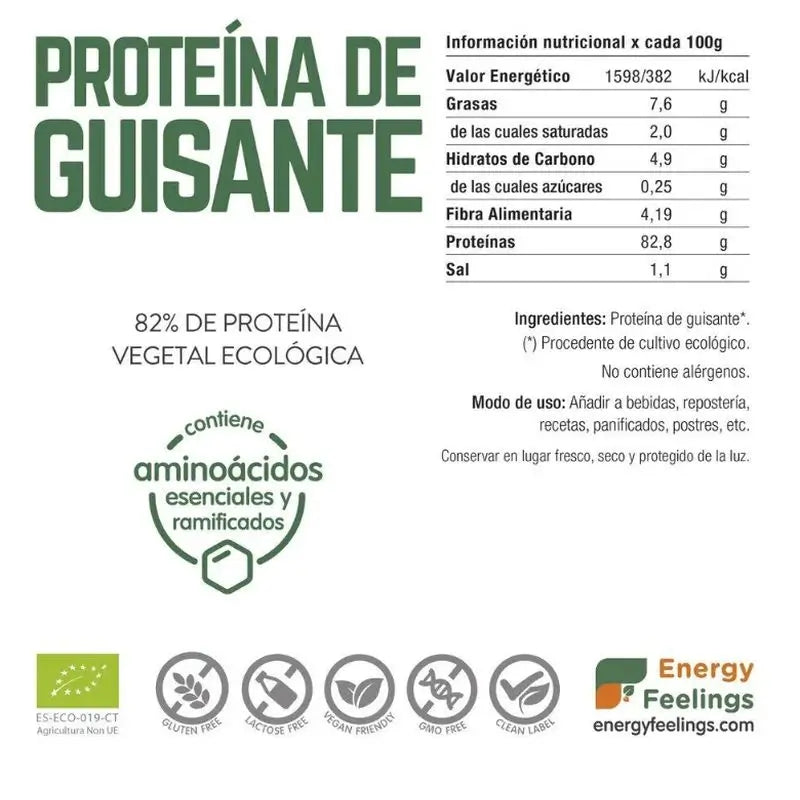 Energy Feelings Proteína de Ervilha 500Gr. Eco Vegan Sg