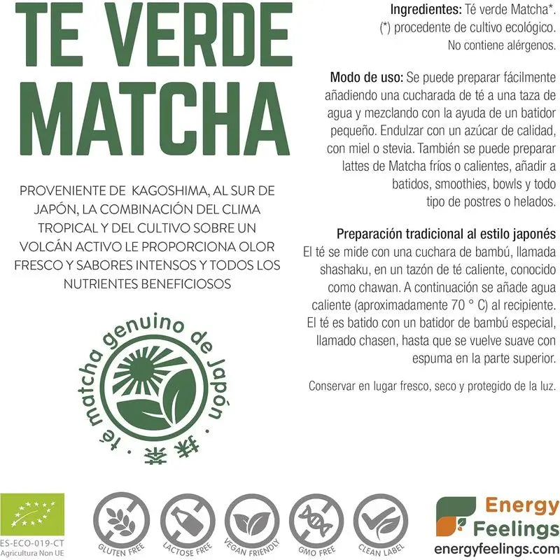 Energy Feelings Chá Verde Matcha em Pó 1Kg. Eco Vegan Sg