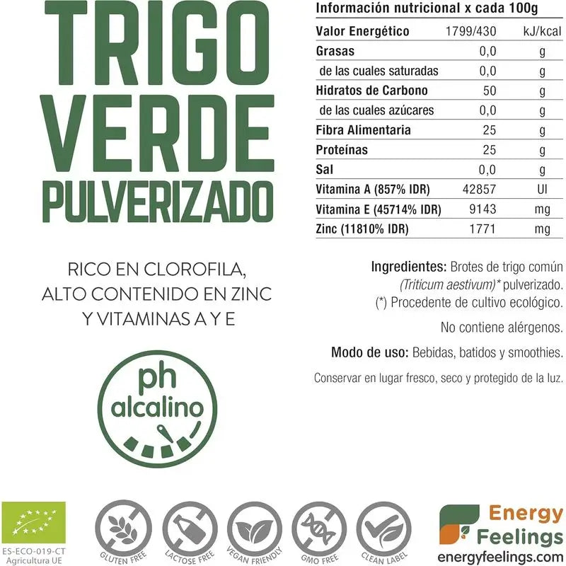 Energy Feelings Trigo Verde em Pó 200Gr. Eco Vegan Sg