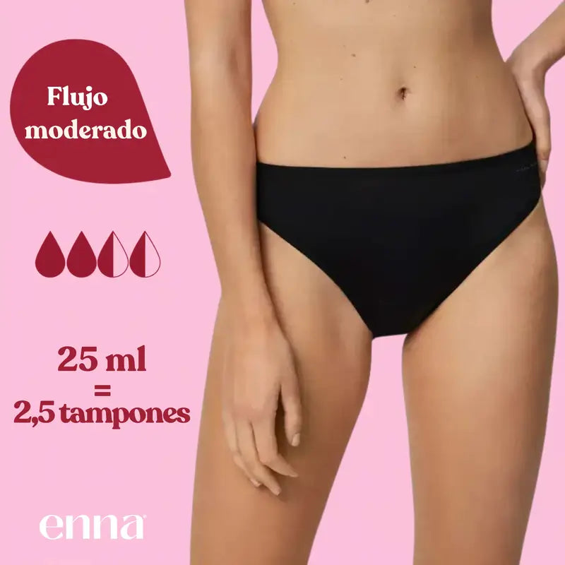 Enna Menstrual Panty Free Cut Medium Flow Day Tamanho 2, preto