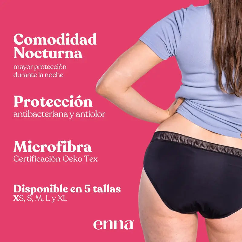 Enna Menstrual Panty Modern Hipster - Fluxo intenso, Tamanho XS