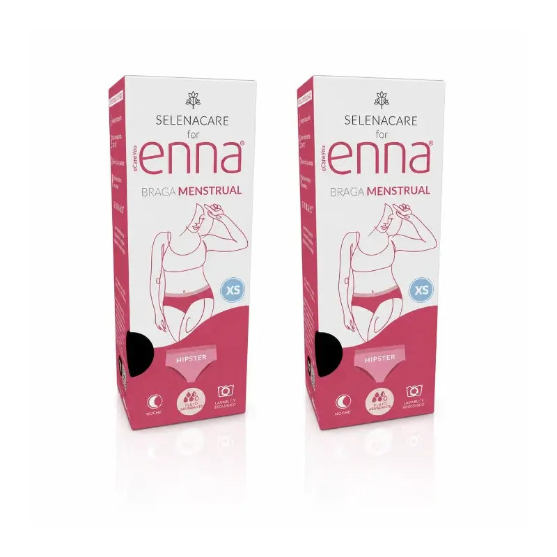 Enna Modern Hipster Menstrual Panty - Fluxo intenso, tamanho XS, 2 unidades