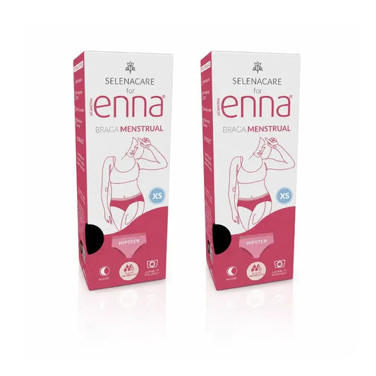 Enna Modern Hipster Menstrual Panty - Fluxo intenso, tamanho XS, 2 unidades