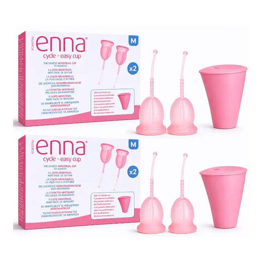 Copo menstrual Enna Cycle Easy tamanho M, 2 copos + caixa esterilizada, embalagem com 2 unidades.