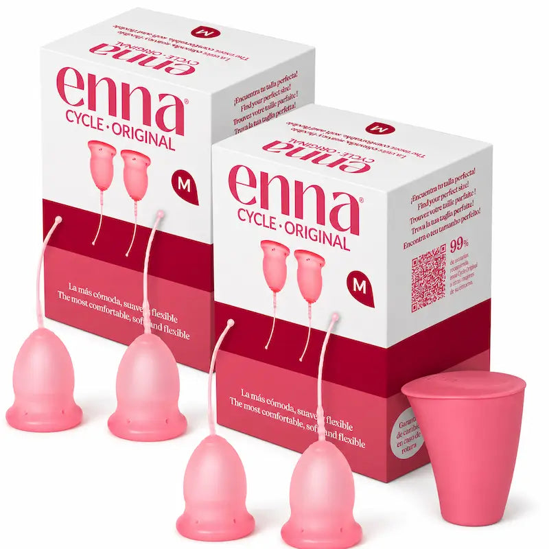 Copo menstrual sem aplicador Enna Cycle Original, tamanho M, embalagem com 2 unidades