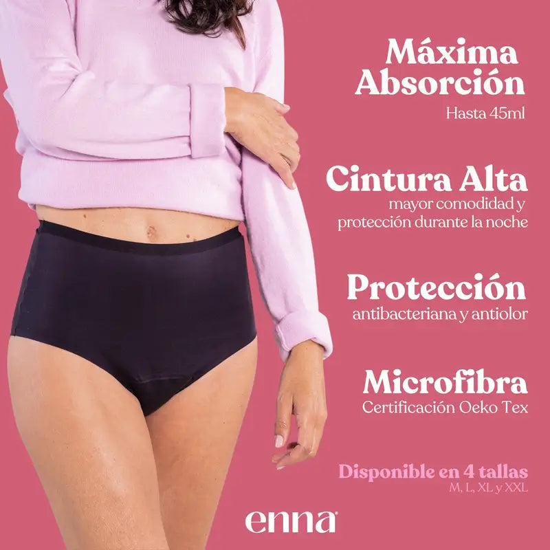 Cintura alta 40 ml para mulher Enna Incontinence, tamanho M, preto