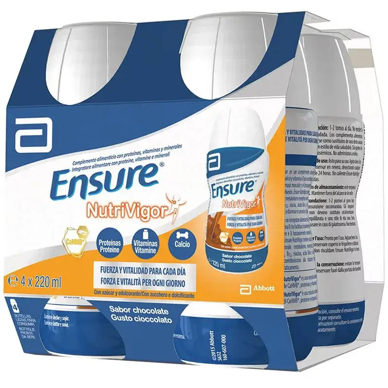 Ensure Nutrivigor Chocolate Milkshake Adultos, 4 frascos x 220ml
