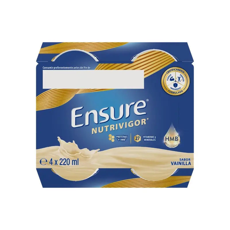 Ensure Nutrivigor Baunilha Milkshake Adulto, 4 frascos x 220 ml