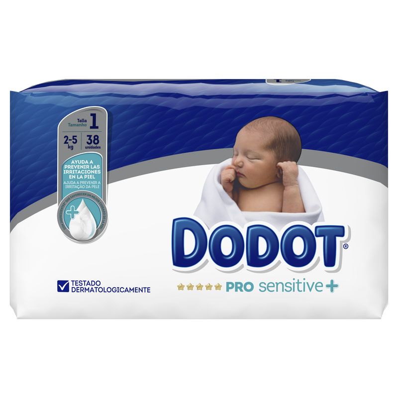 Dodot Pro Sensitive Nappies Tamanho 1 (2-5 Kg), 38 pcs.