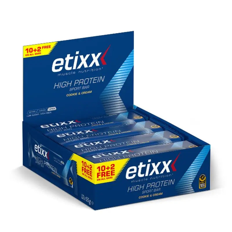 Barra de proteínas de alta proteína Etixx Cookie&Cream 12X55G