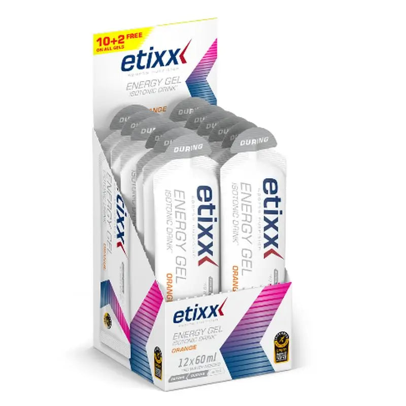 Gel energético isotónico Etixx sabor a laranja 12Ud.