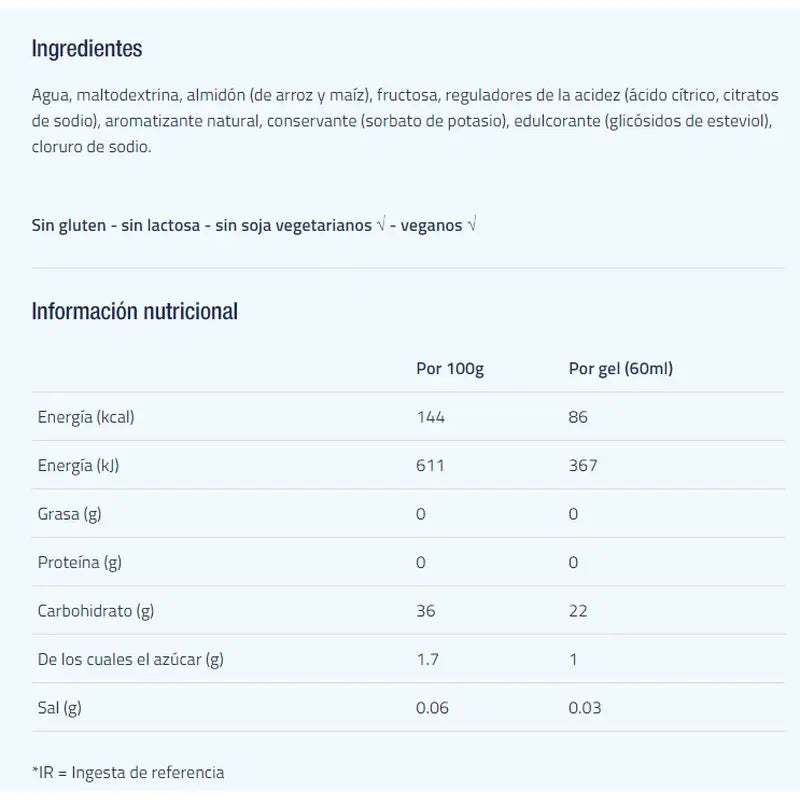 Gel energético isotónico Etixx sabor a laranja 12Ud.