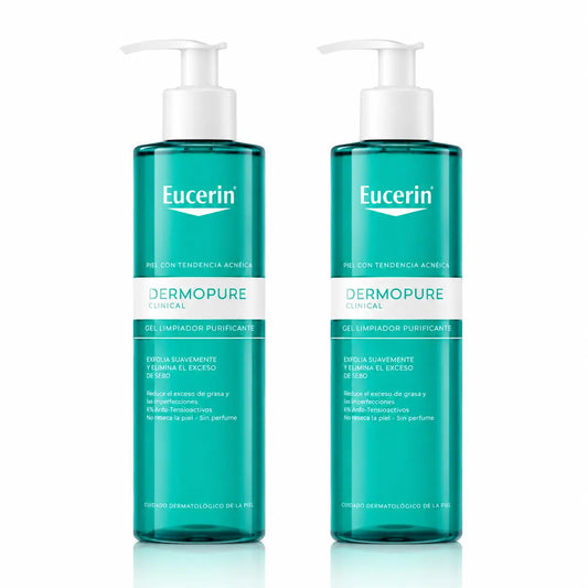 Eucerin Dermopure Gel de Limpeza, 400ml, embalagem de 2