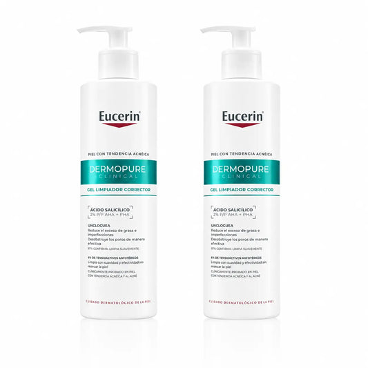 Eucerin Dermopure Gel de Limpeza Triplo Efeito, 400ml, embalagem de 2