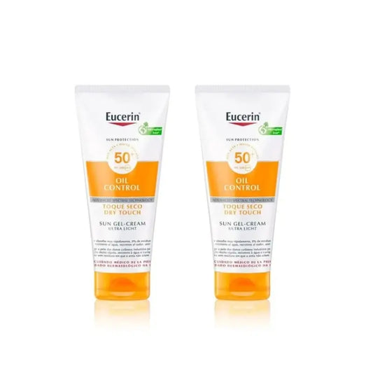 Eucerin Duplo Sun Gel Creme Toque Seco Sensível Protect Spf 50+, 2 x 200 Ml