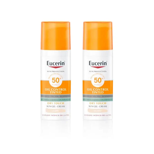 Eucerin FaceSolar Oil Control Gel Creme Toque Seco Spf50+ Tinted Light, 2x50 ml
