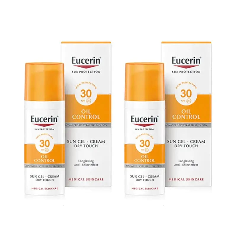 Eucerin Oil Control Gel Solar Toque Seco SPF30+, 2x50 ml