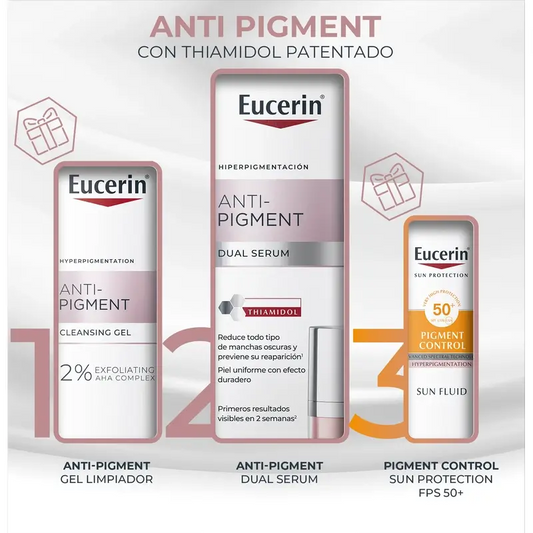 Eucerin Pack Anti-Pigmentação - Sérum Duplo, 30 Ml + Gel de Limpeza Mini Size 20 Ml + Protetor Solar Mini 7Ml