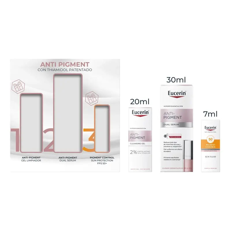 Eucerin Pack Anti-Pigmentação - Sérum Duplo, 30 Ml + Gel de Limpeza Mini Size 20 Ml + Protetor Solar Mini 7Ml