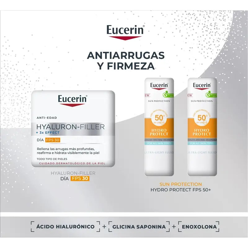 Eucerin Pack Anti-Idade Hyaluron-Filler Creme de Dia Fps 30 50Ml + 2 Minis Sun Hydro Protect Fps 50+ 2X5Ml