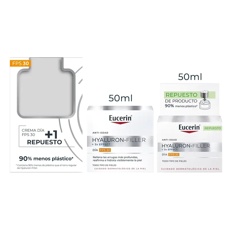 Eucerin Anti-Envelhecimento Pack Hyaluron Filler Dia Fps30, 50Ml + Recarga, 50Ml
