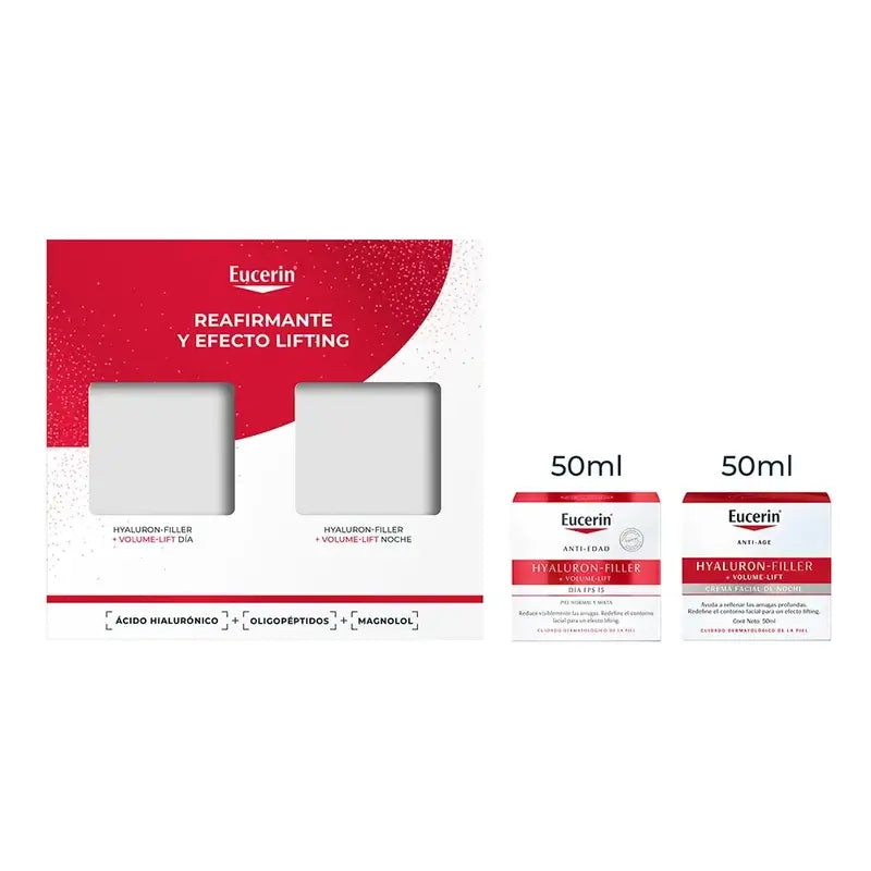 Eucerin Pack Anti-Idade Hyaluron-Filler + Volume-Lift Creme de Dia Fps 15 50Ml + Creme de Noite 50Ml
