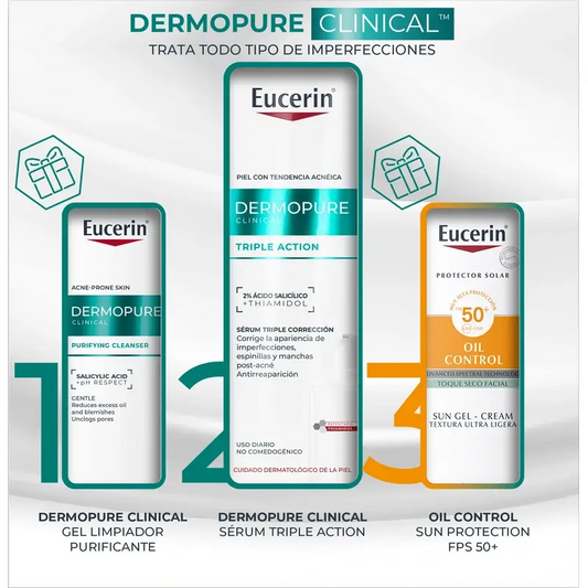 Eucerin Pack Pele Oleosa Dermopure Serum, 40 Ml + Mini Gel de Limpeza 20 Ml + Mini Protetor Solar 20 Ml