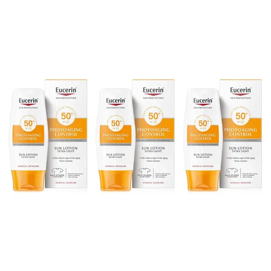 Eucerin Loção Solar Controlo Fotoenvelhecimento Spf50, 3X150 Ml