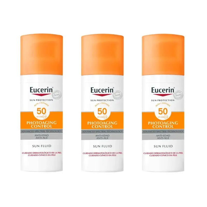 Eucerin Solar Controlo Fotoenvelhecimento Anti-Idade Spf50, 3X50 Ml