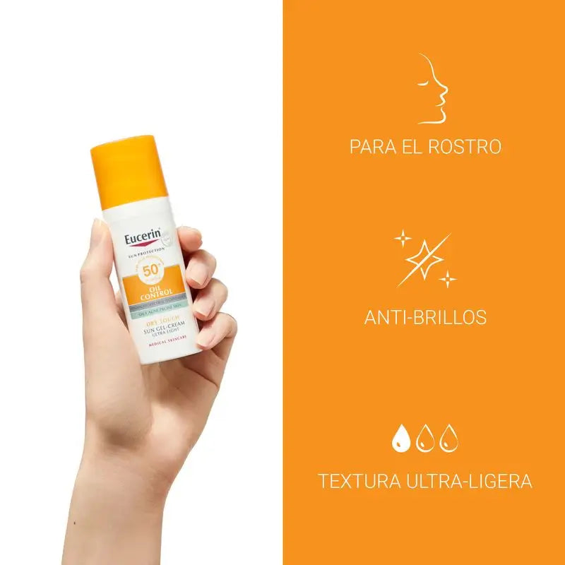 Eucerin Oil Control Gel Solar Toque Seco SPF 50+, 50 ml