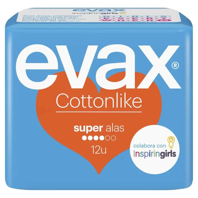 Evax Cottonlike Super Pads com Asas 12 Unidades