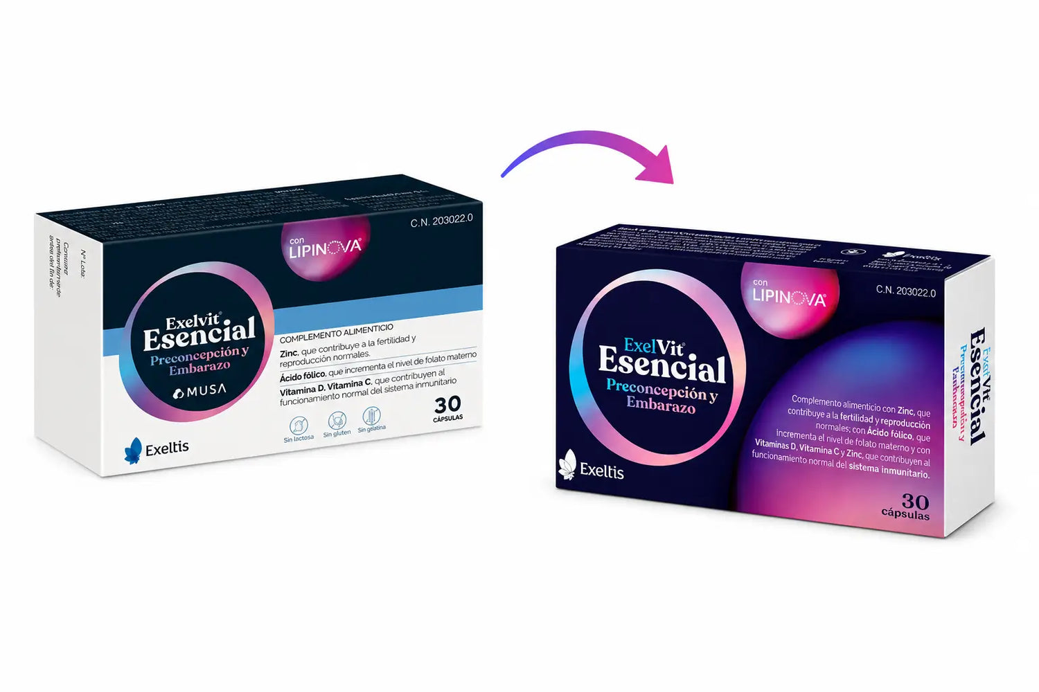 Exelvit Esencial Pré-Concepção e Gravidez, 30 Cápsulas