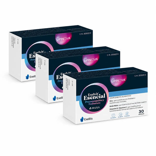 Exelvit Triplo Essential Pré-conceção e Gravidez, 3 x 30 cápsulas