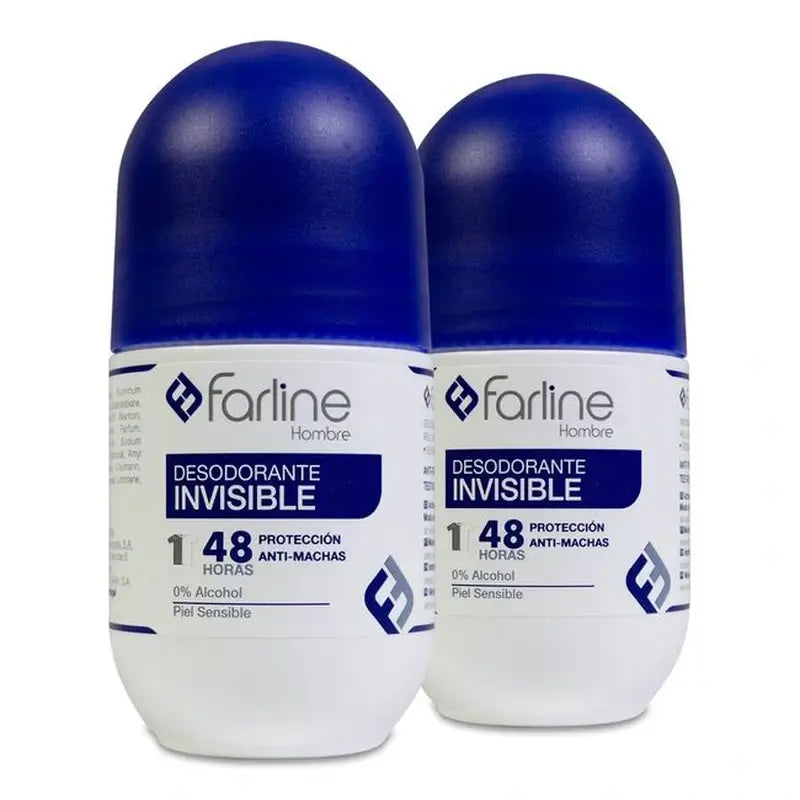 Desodorizante Invisível para Homem Farline Roll - On, Pach 2 X 50 Ml