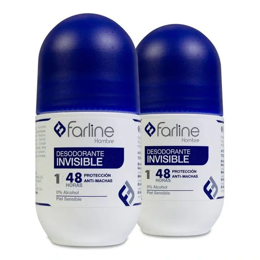 Desodorizante Invisível para Homem Farline Roll - On, Pach 2 X 50 Ml