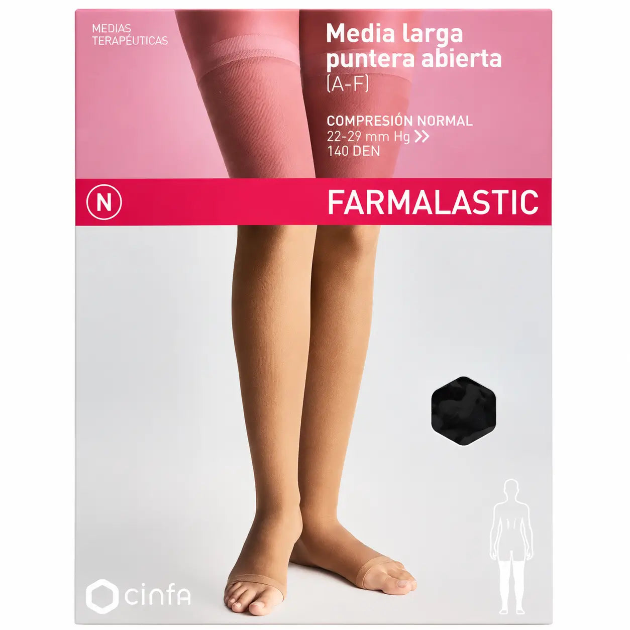 Farmalastic Long Open Toe Stocking Beige, Tamanho M