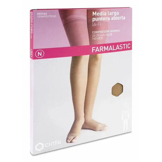Farmalastic Long Open Toe Stocking Beige, Tamanho M