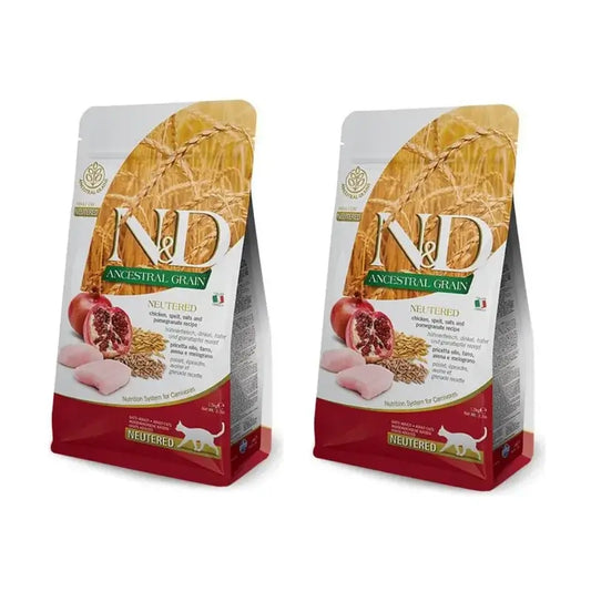Farmina N&D Cat Ancestral Neutered Chicken 5Kg, Ração para Gatos, Embalagem de 2