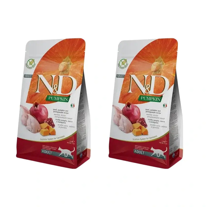 Farmina N&D Cat Abóbora Codorniz 300Gr, Ração para Gatos, Embalagem de 2